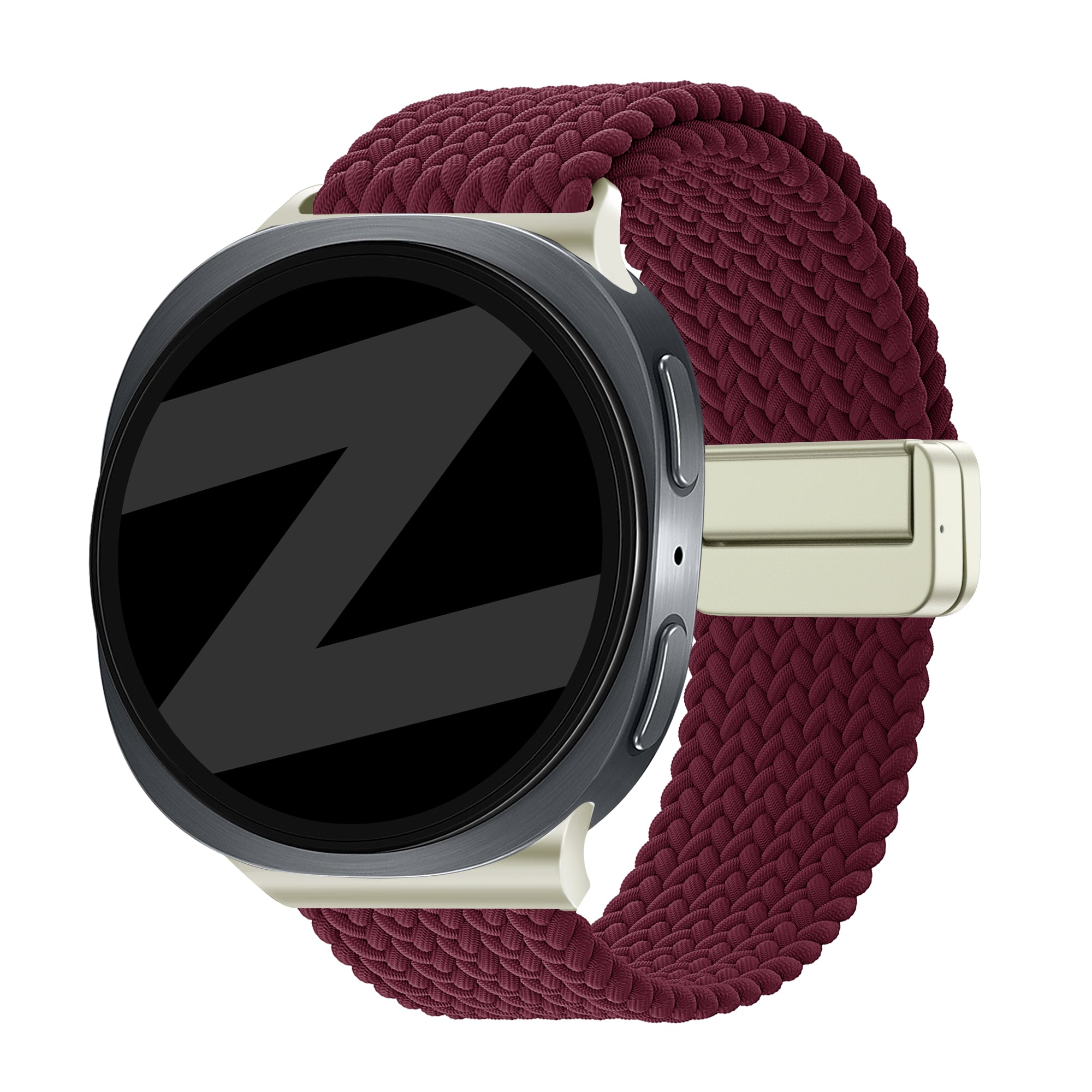 Bandz Samsung Galaxy Watch 8 Classic Magnetisches Geflochtenes Armband (Weinrot)