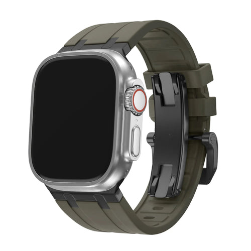 BALR Apple Watch Ultra liquid siliconen band (bruin/zwart)