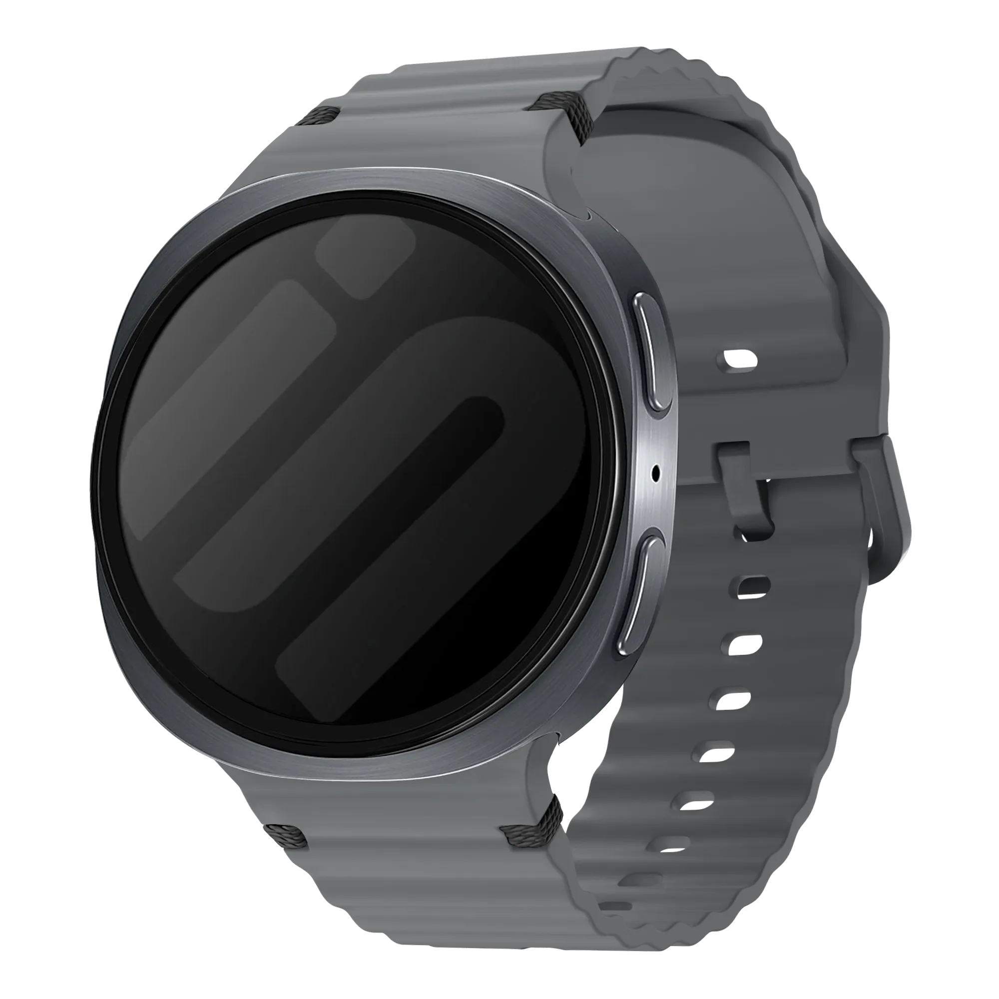 Samsung Galaxy Watch 8 - 44mm Wave Silikonarmband (Dunkel Grau)