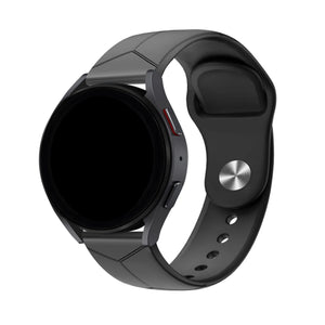 Silicone Hexagons Sport Strap, black, on a watch, 3/4 front view