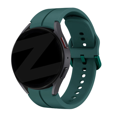 Silicone Strap 'Extreme', dark green, on a watch, 3/4 front view