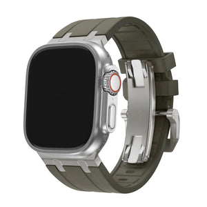 BALR Apple Watch Ultra liquid siliconen band (bruin/titanium)