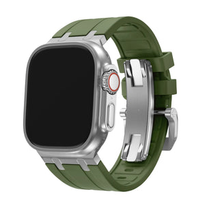 Balr. Apple Watch Ultra flüssiges Silikonarmband (Grün/Silber)