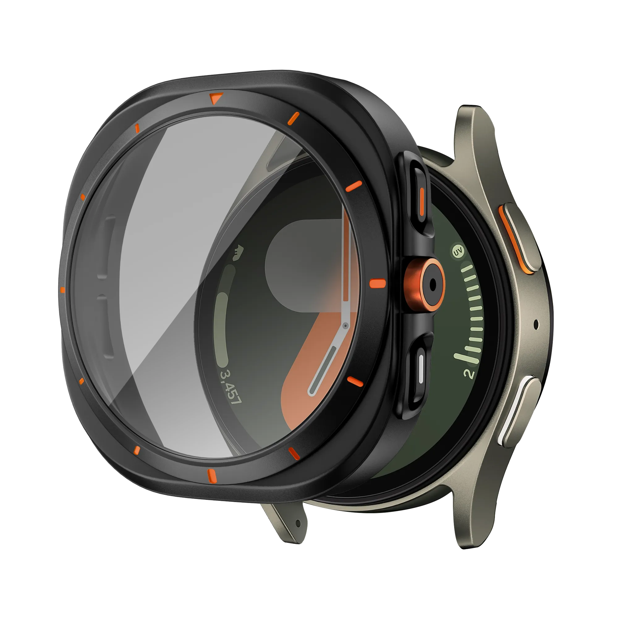 Bandz Coque de PC carrée avec verre Samsung Galaxy Watch 7 - 44 mm (noir)