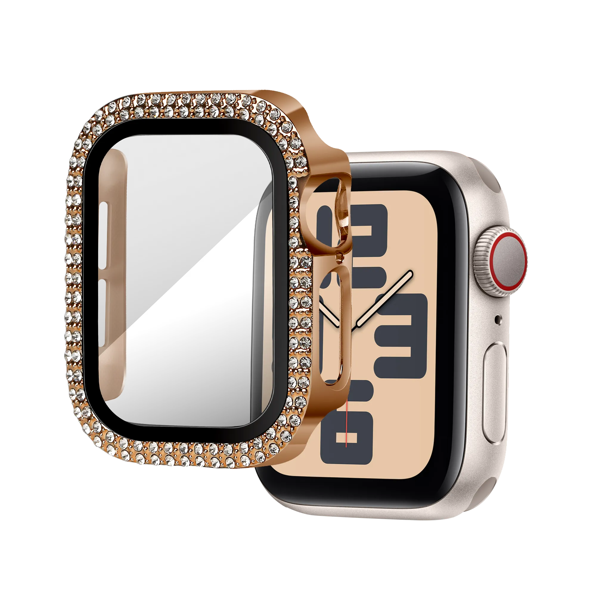 Bandz Apple Watch 10/11 - 42mm Diamond Hülle mit Glass (Roségold)