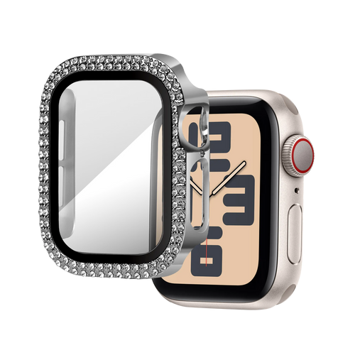 Bandz Funda diamante con vidrio Apple Watch 10/11 - 42mm (plateado)