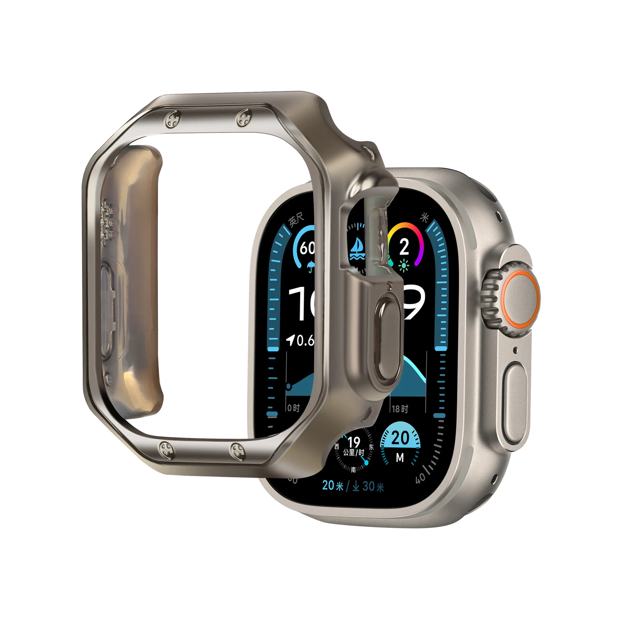 Bandz Apple Watch Ultra - 49mm galvanisiertes TPU-Gehäuse (Titan)