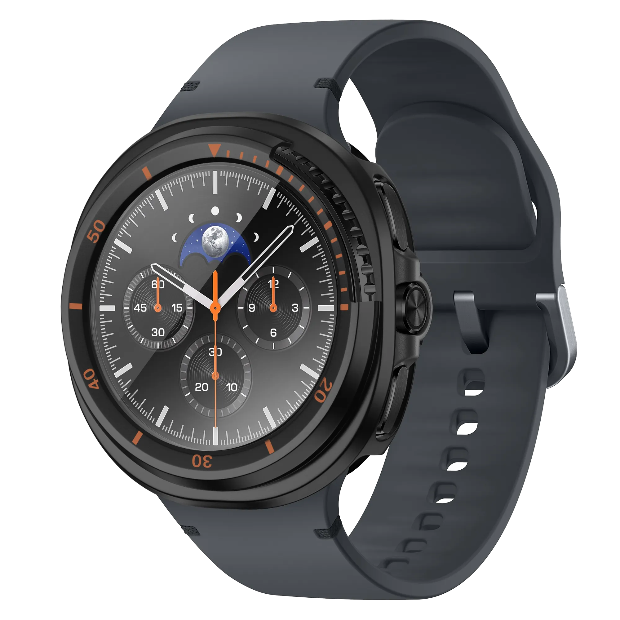 Bandz Samsung Galaxy Watch 8 Classic Bezel Cover with Glass (Black/Orange)