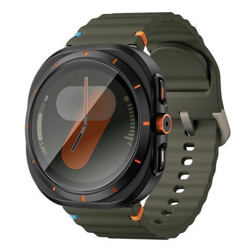 Bandz Funda de PC cuadrada con vidrio Samsung Galaxy Watch 7 - 44 mm (negro)