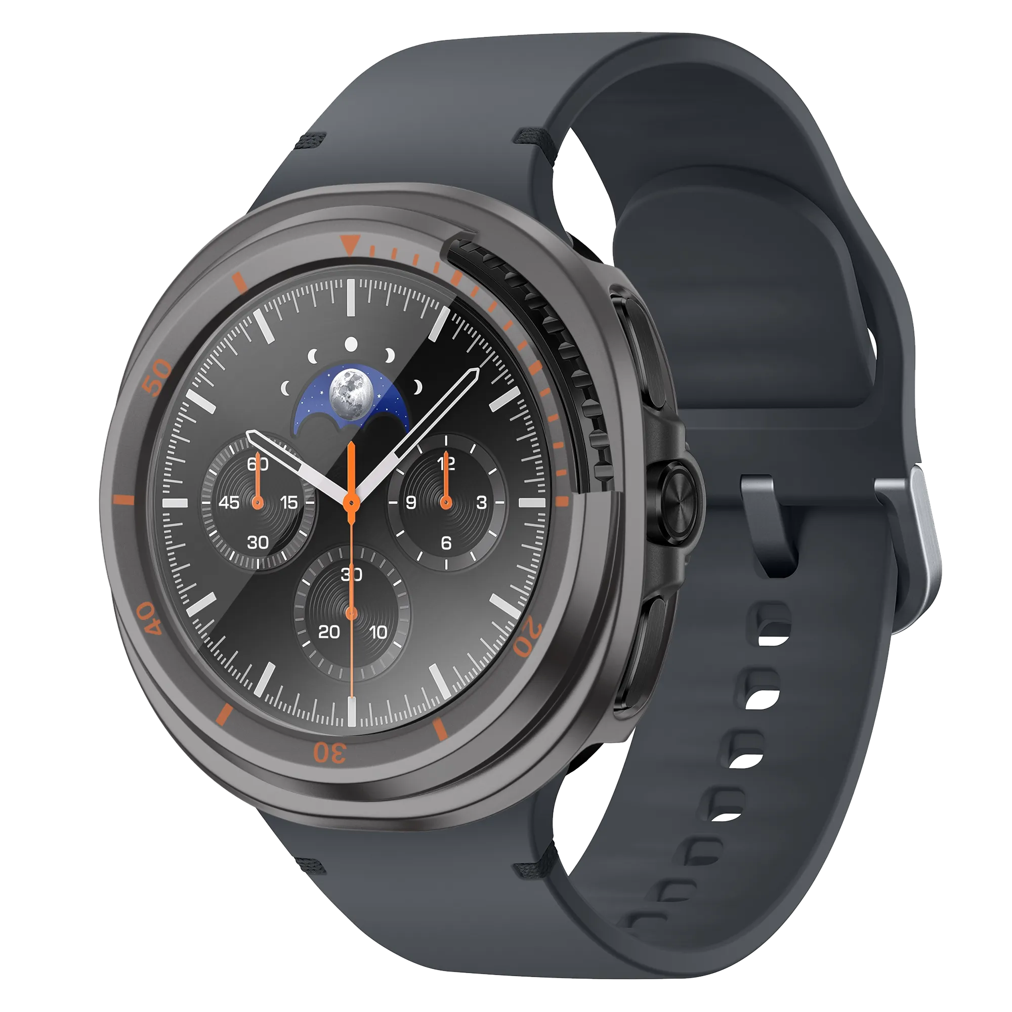 Bandz Samsung Galaxy Watch 8 Classic Bezel Cover mit Glas (Titan Grau/Orange)
