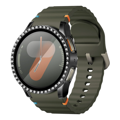 Funda diamante con vidrio Samsung Galaxy Watch 7 - 40mm (negro)