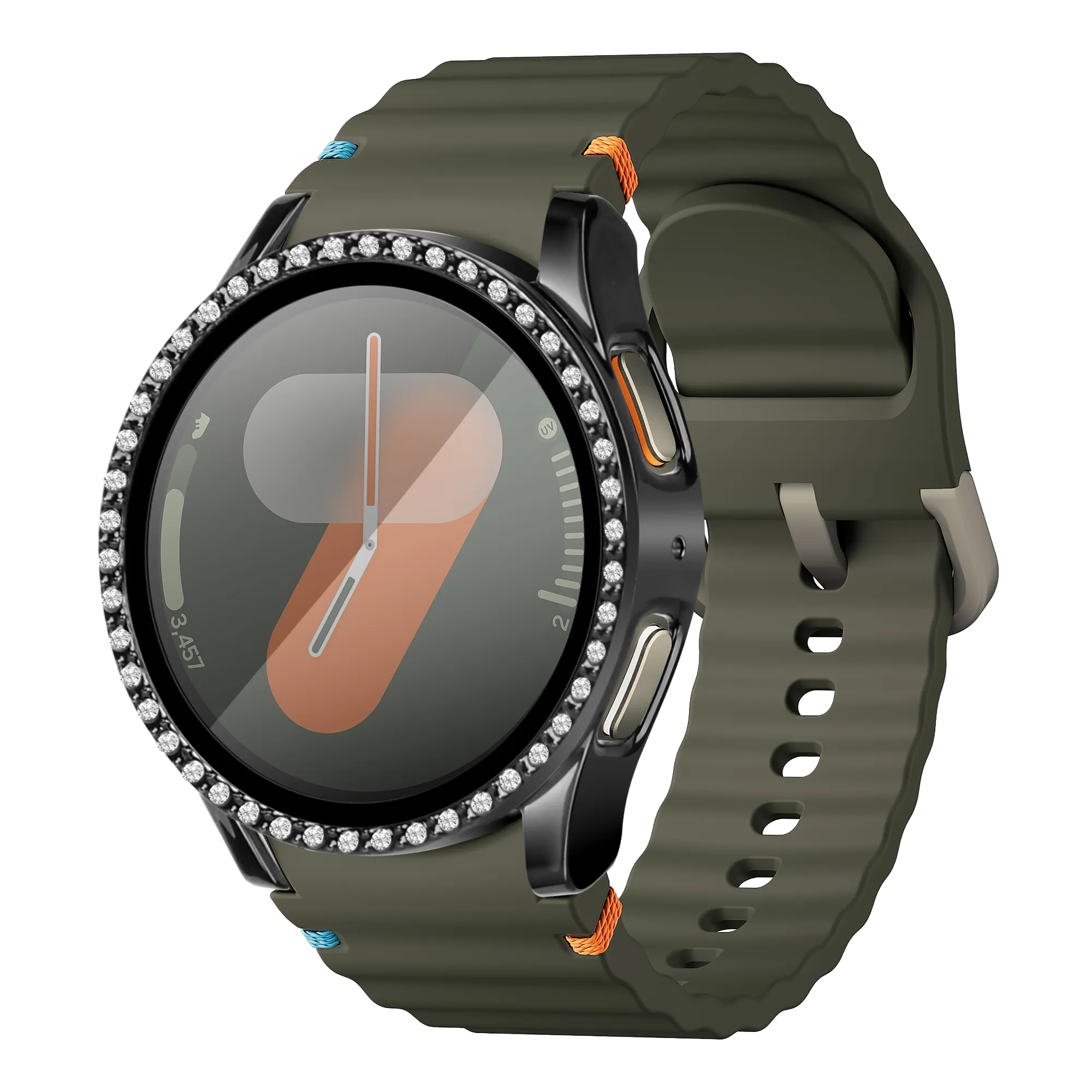 Funda diamante con vidrio Samsung Galaxy Watch 7 - 40mm (negro)