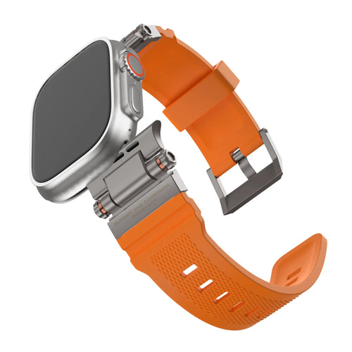 Bandz Bracelet silicone 'Explorer' Apple Watch (orange avec titane)