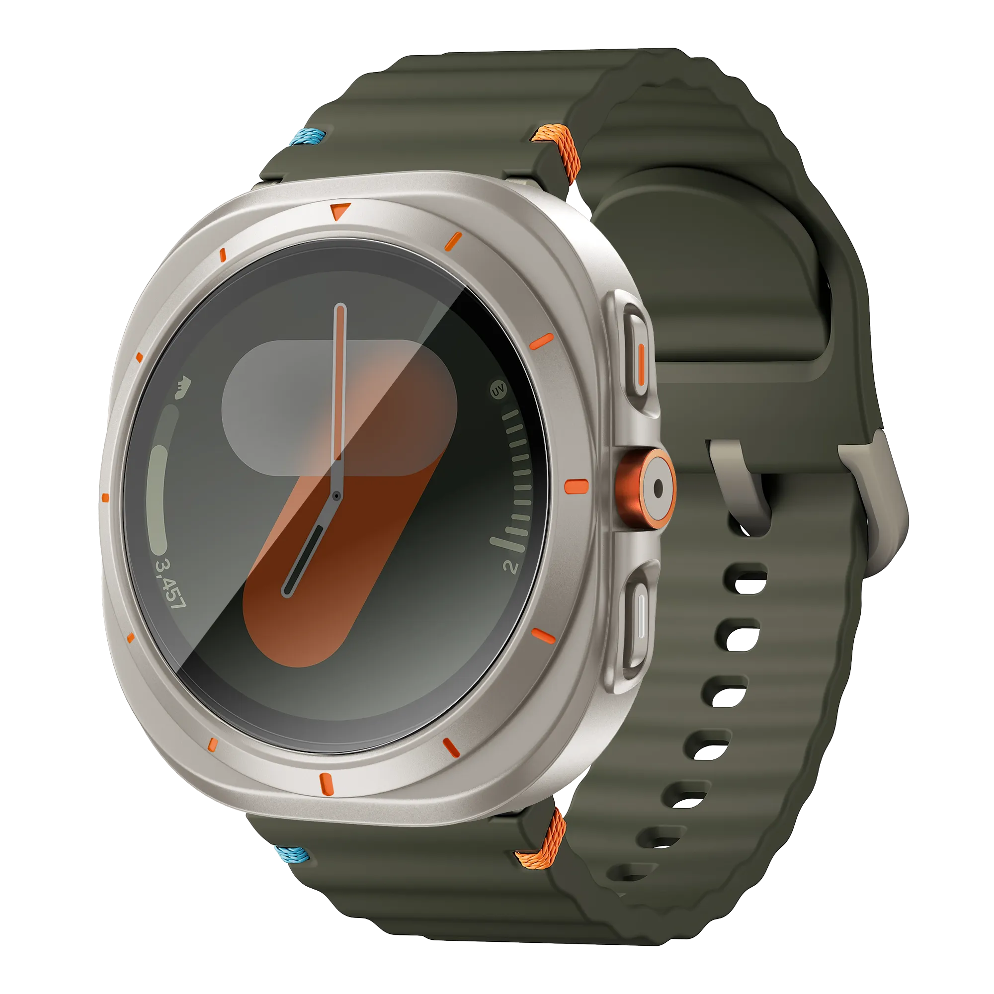 Bandz Funda de PC cuadrada con vidrio Samsung Galaxy Watch 7 - 44 mm (titanio)