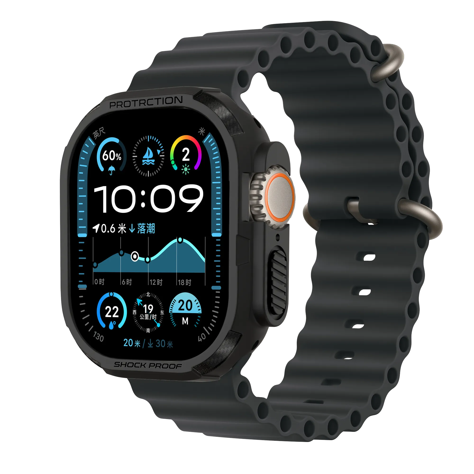 Bandz Funda TPU robusta Apple Watch Ultra - 49mm (negro)