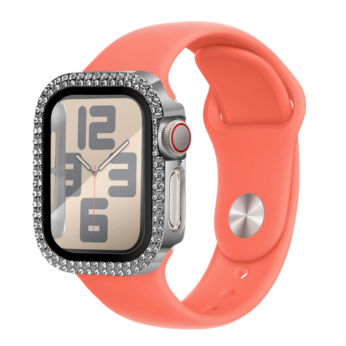 Bandz Funda diamante con vidrio Apple Watch 10/11 - 42mm (plateado)