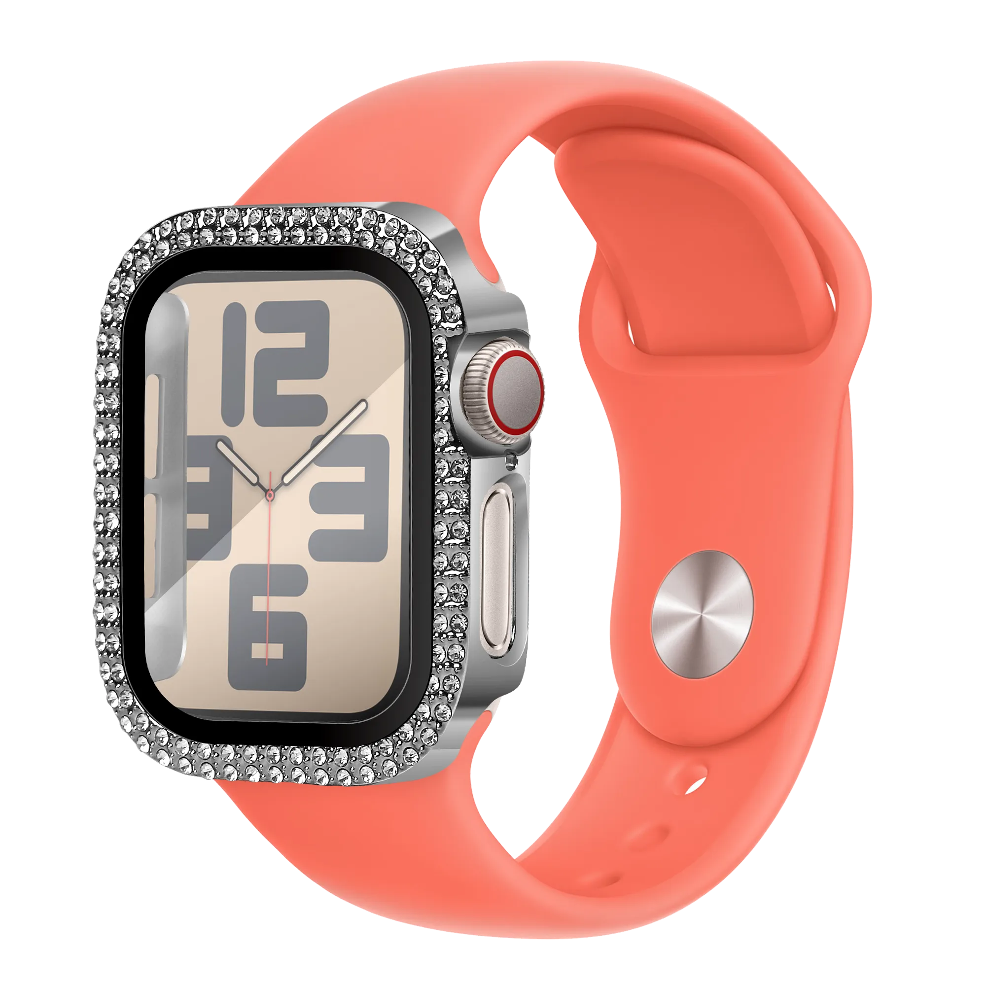 Bandz Funda diamante con vidrio Apple Watch 10/11 - 42mm (plateado)