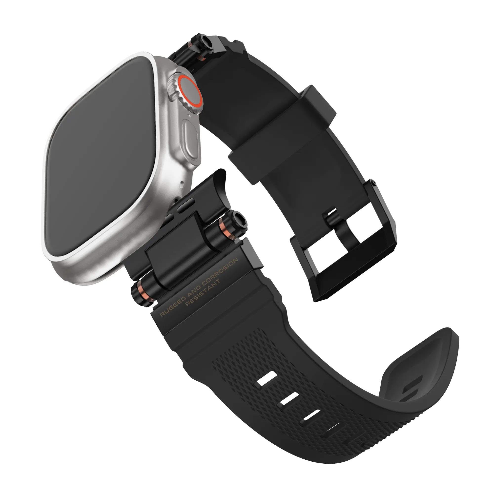 Bandz Apple Watch Silikonarmband 'Explorer' (Schwarz mit Schwarz)