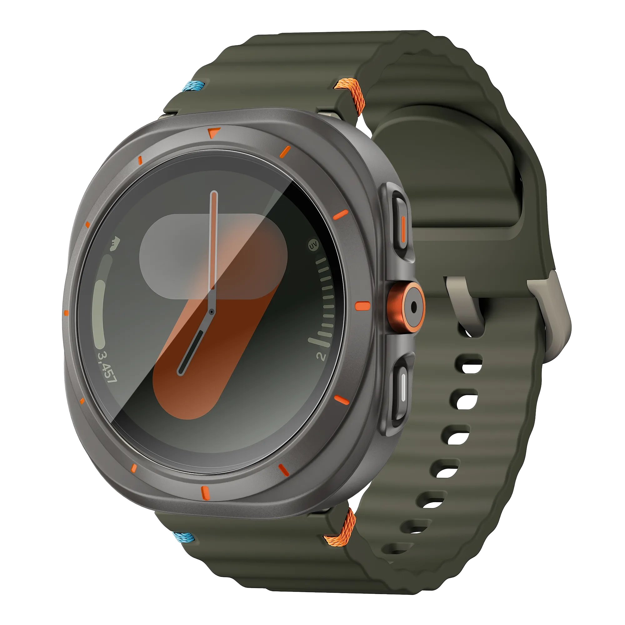 Bandz Funda de PC cuadrada con vidrio Samsung Galaxy Watch 7 - 44 mm (gris titanio)