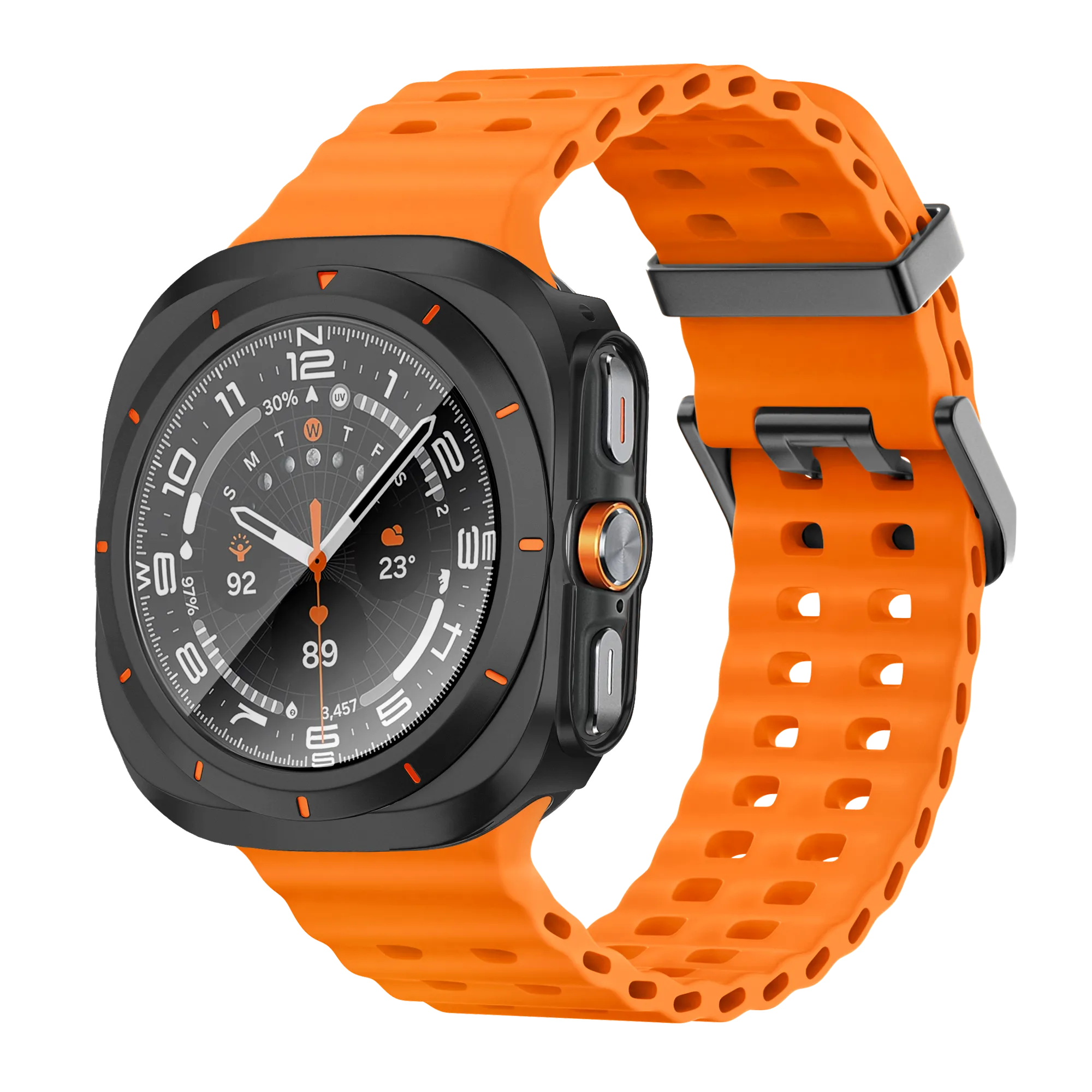 Bandz Funda PC bisel Samsung Galaxy Watch Ultra (negro /naranja)