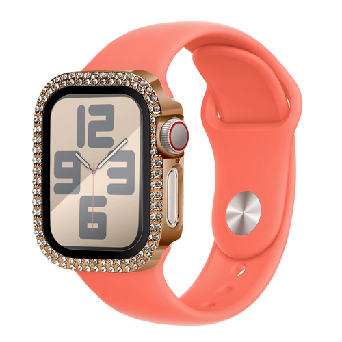 Bandz Funda diamante con vidrio Apple Watch 10/11 - 42mm (rosa dorado)