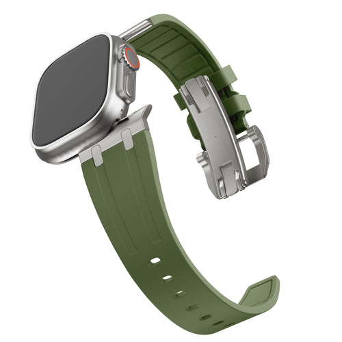 Bandz Bracelet silicone 'Luxe Liquid' Apple Watch Ultra (vert avec titane)