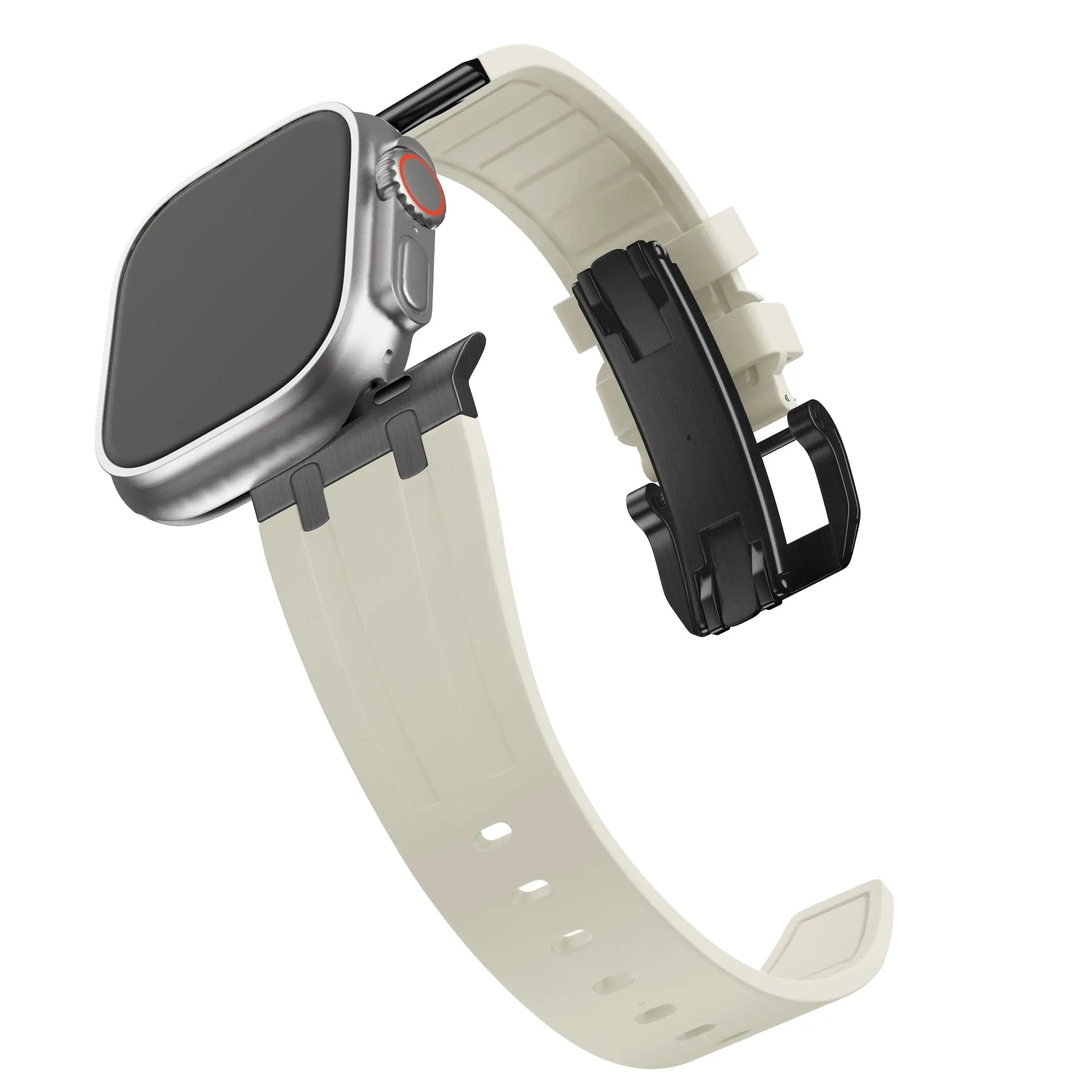 Bandz Apple Watch Silikonarmband 'Luxe Liquid' (Beige mit Schwarz)