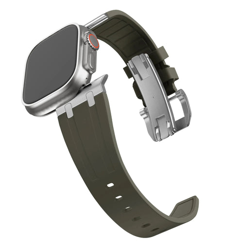 Balr. Apple Watch Ultra flüssiges Silikonarmband (Braun/Silber)