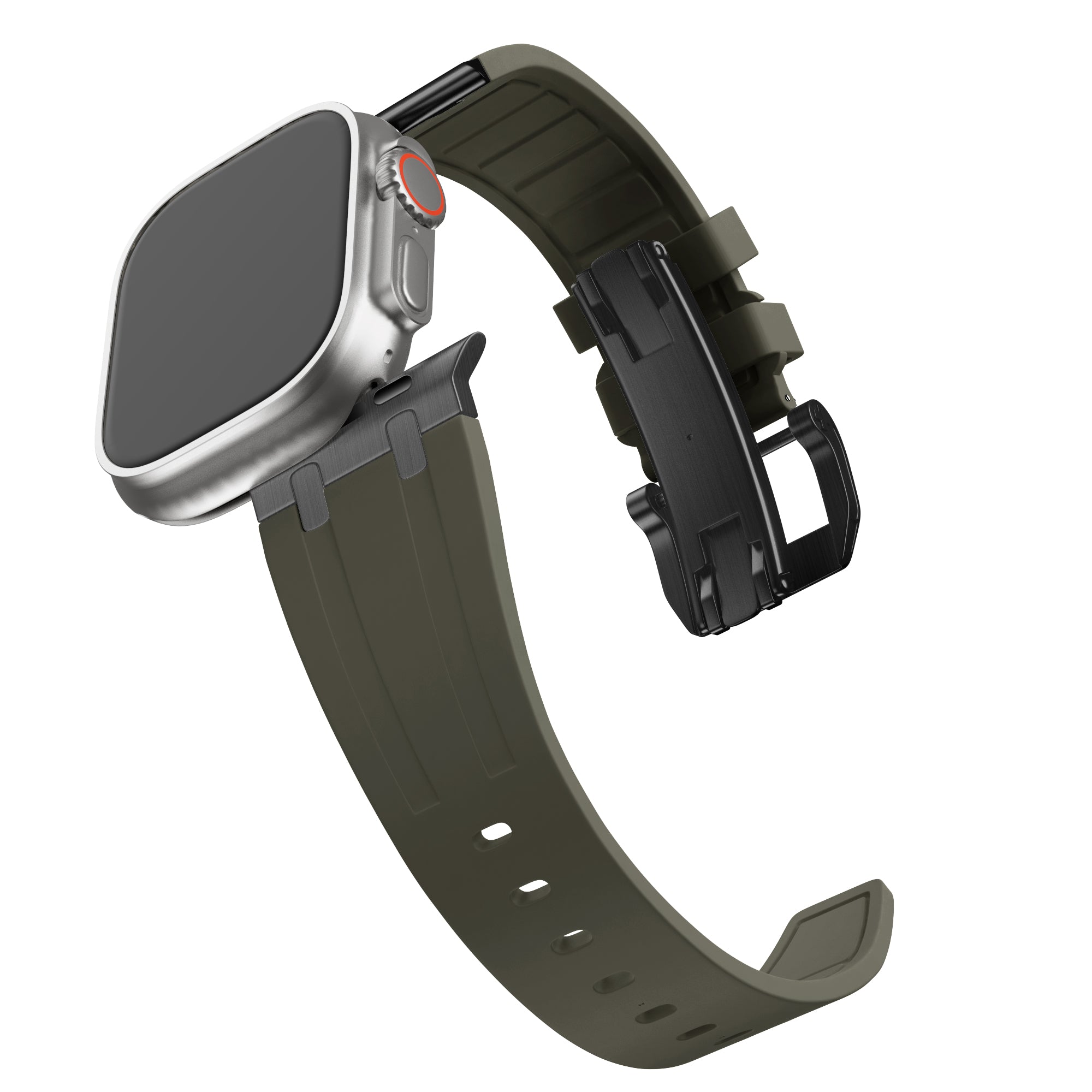Bandz Apple Watch Ultra Silikonarmband Luxus Liquid (Braun mit Schwarz)