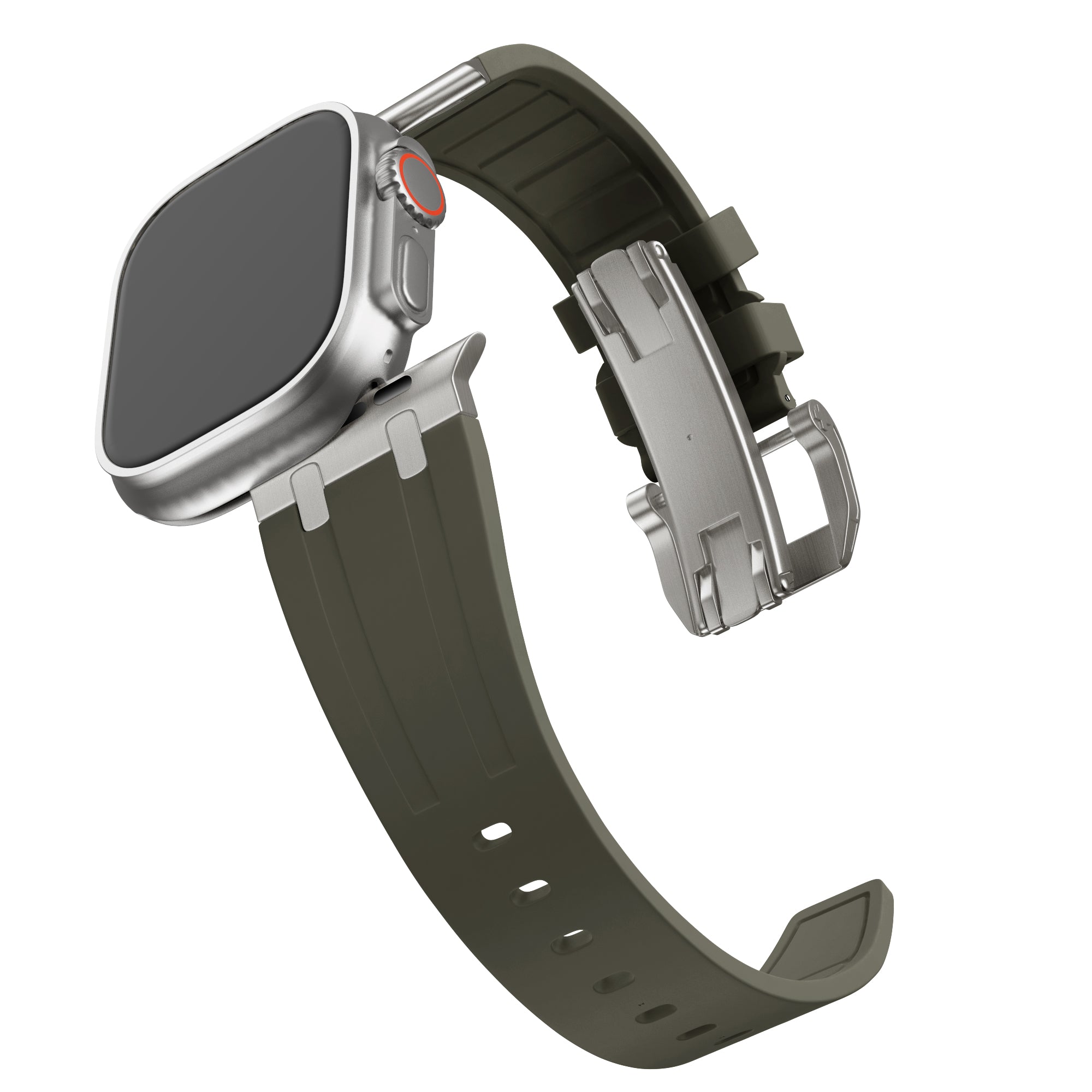 Bandz Apple Watch Ultra Silikonarmband Luxus Liquid (Braun mit Titan)