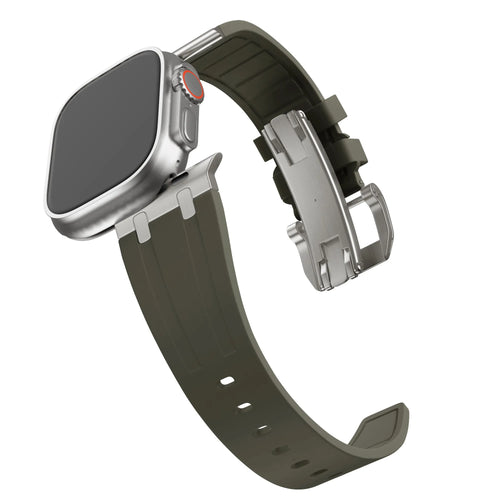Bandz Bracelet silicone 'Luxe Liquid' Apple Watch (marron/titane)
