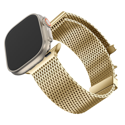 Bandz Apple Watch Ultra Milanese loop band met P-buckle (goud)