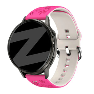 Bandz Garmin Forerunner 265s siliconen band 'Flowers' (knalroze/sterrenlicht)