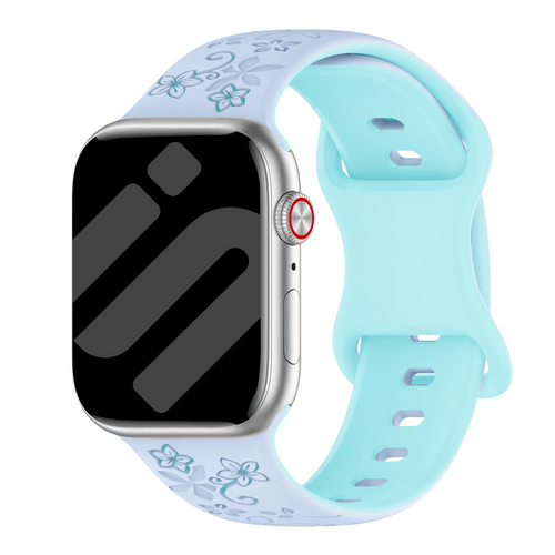 Apple Watch Flower siliconen band (lichtblauw/ijsblauw)