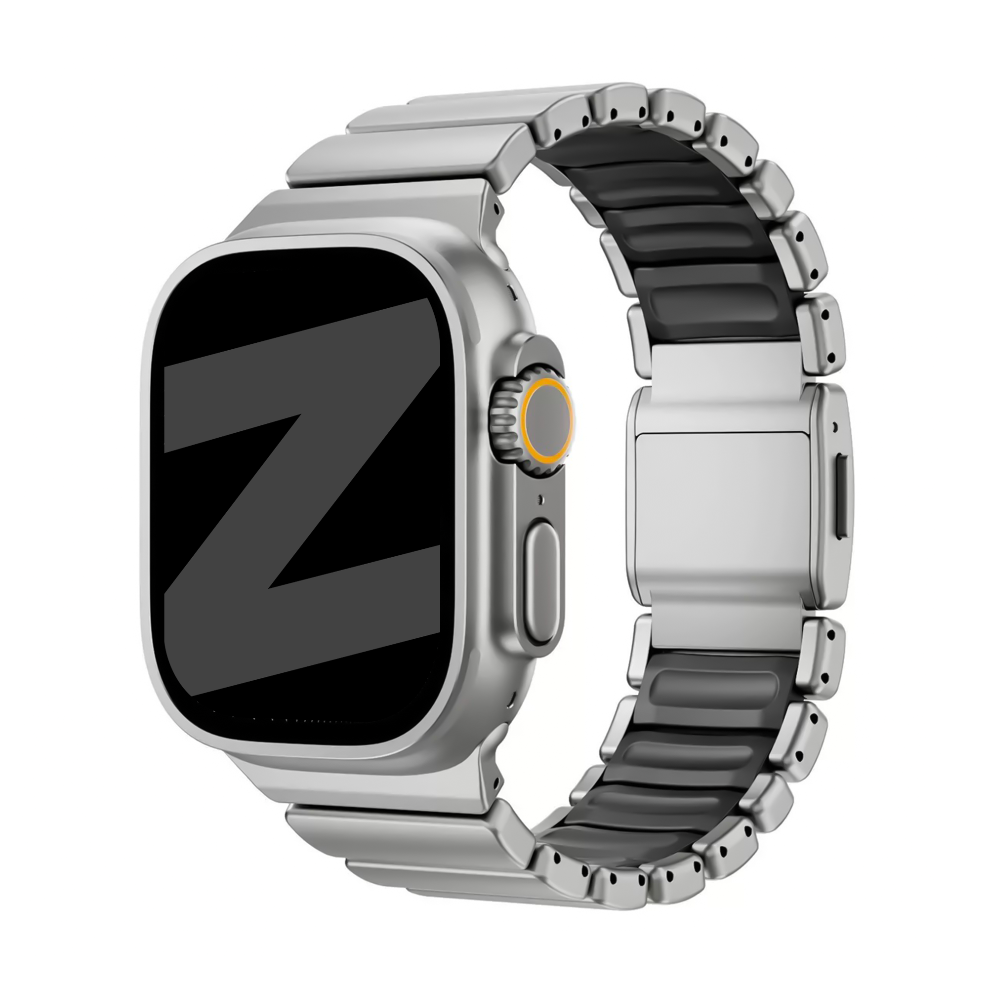 Bandz Apple Watch Ultra Titanium Strap 'Hybrid' (Silver)