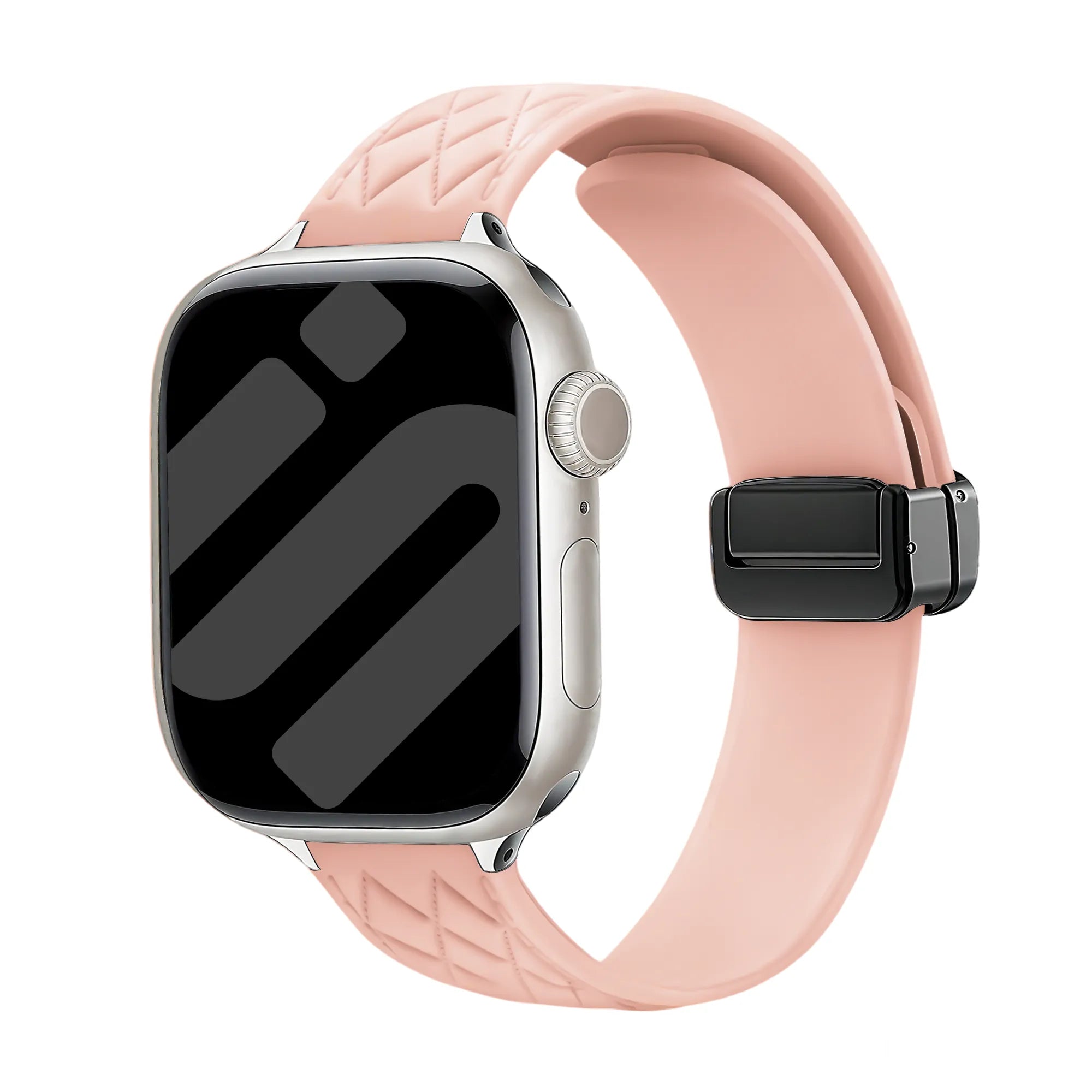 Apple Watch Diamond Silikonarmband mit D-Schnalle (Rosa)
