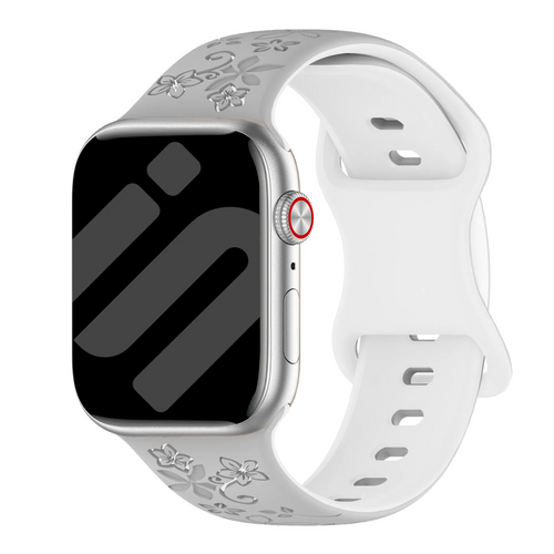 Apple Watch Flower Silikonarmband (Grau/Weiß)