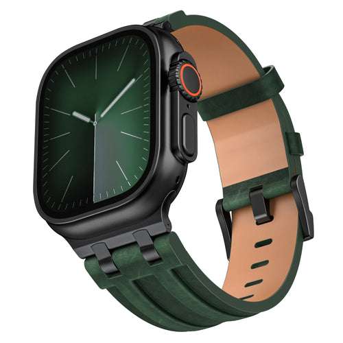 Apple Watch Ultra solide lederen band (donkergroen)