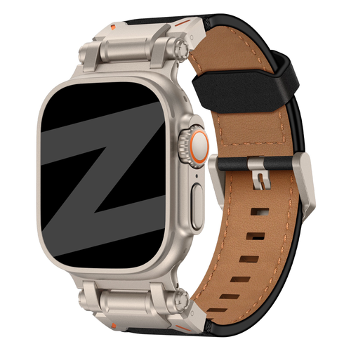 Bandz Apple Watch Ultra lederen band 'Explorer' (zwart)