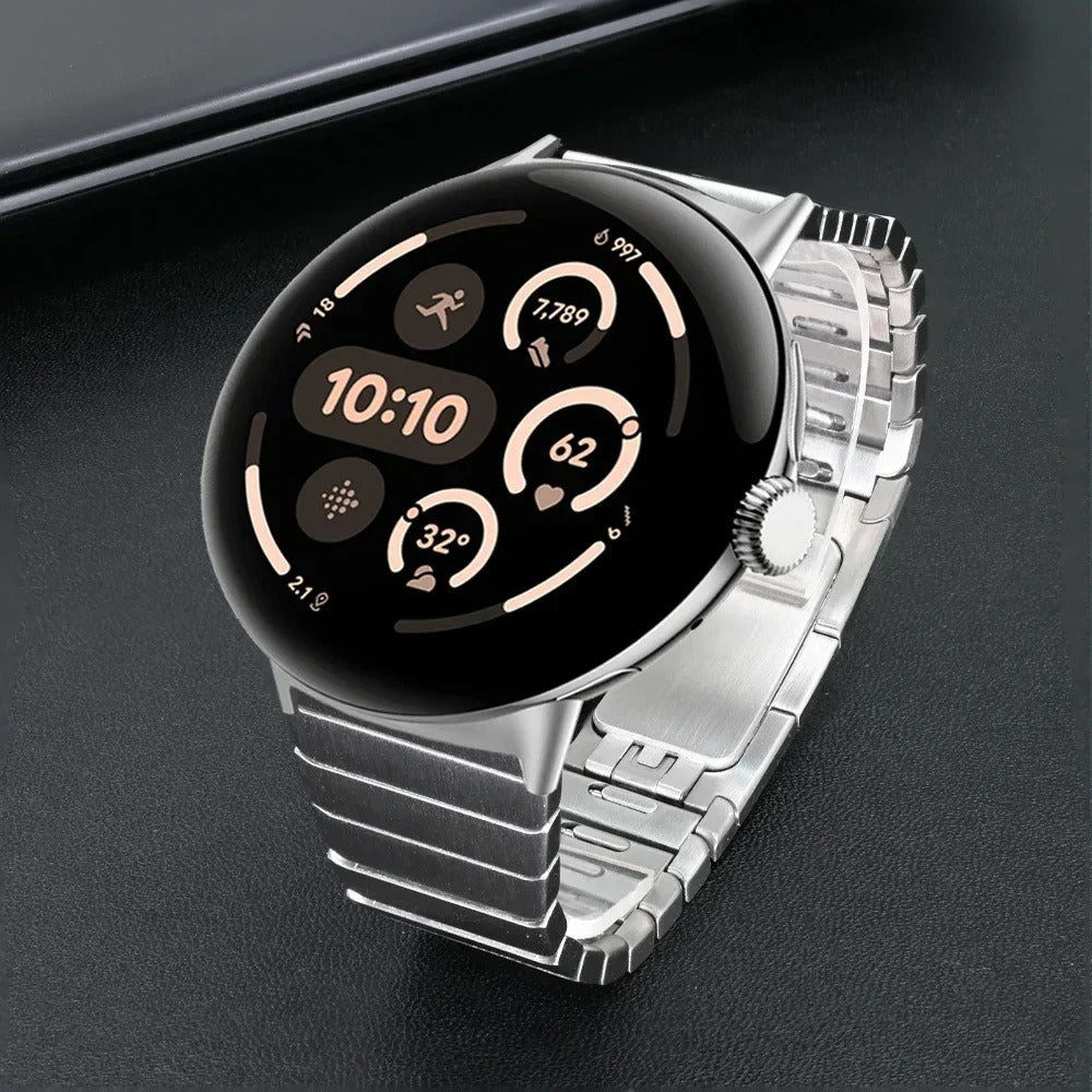 Google Pixel Watch 4 - 45mm Premium Metal Link Strap (Silver)