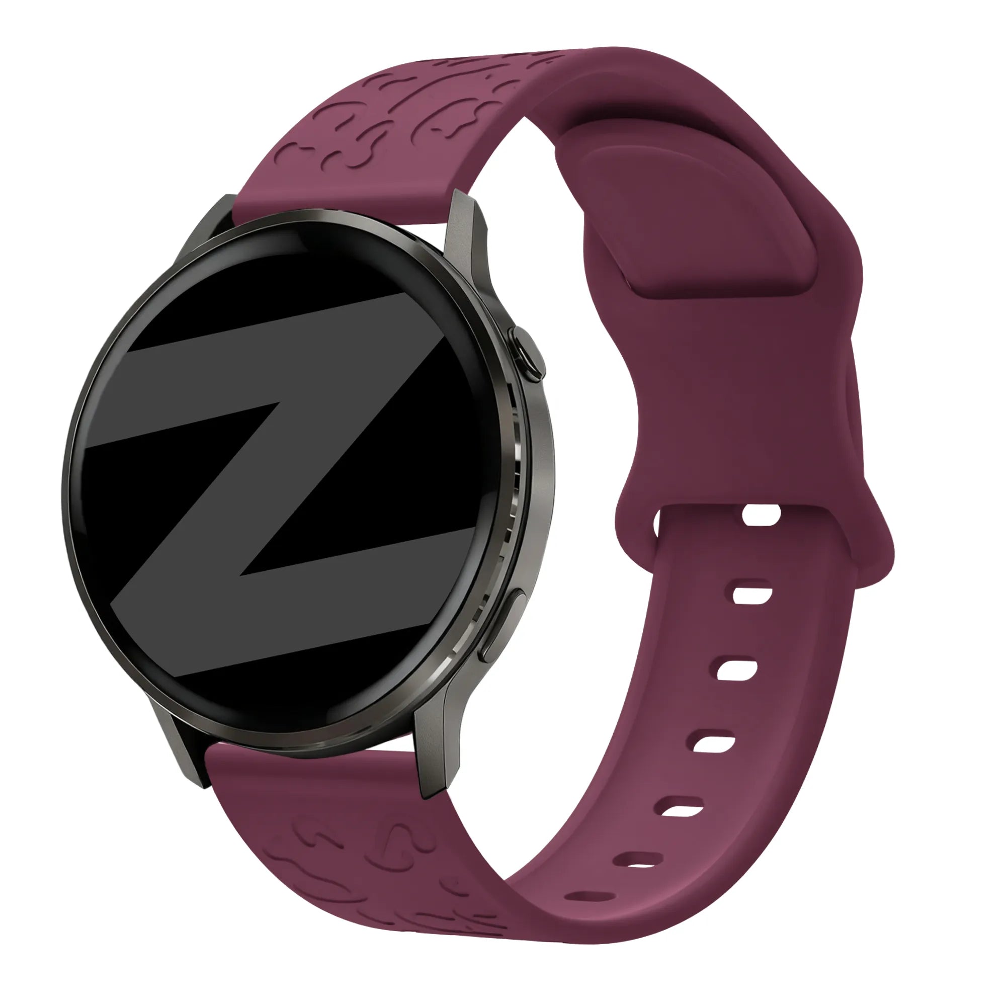 Bandz Garmin Forerunner 265s siliconen band 'Leopard' (wijnrood)