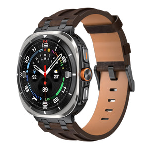 Bracelet cuir solide Samsung Galaxy Watch Ultra (marron café)