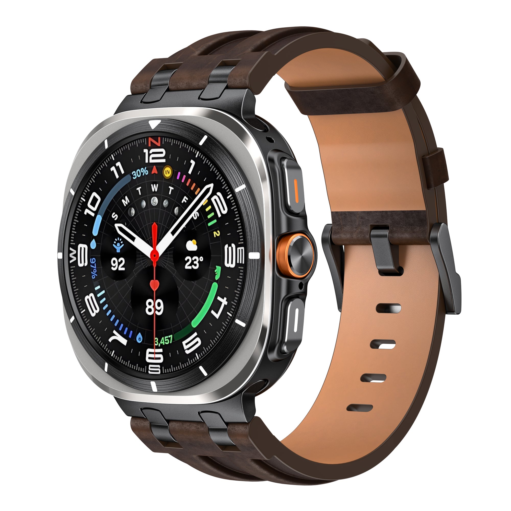 Bracelet cuir solide Samsung Galaxy Watch Ultra (marron café)