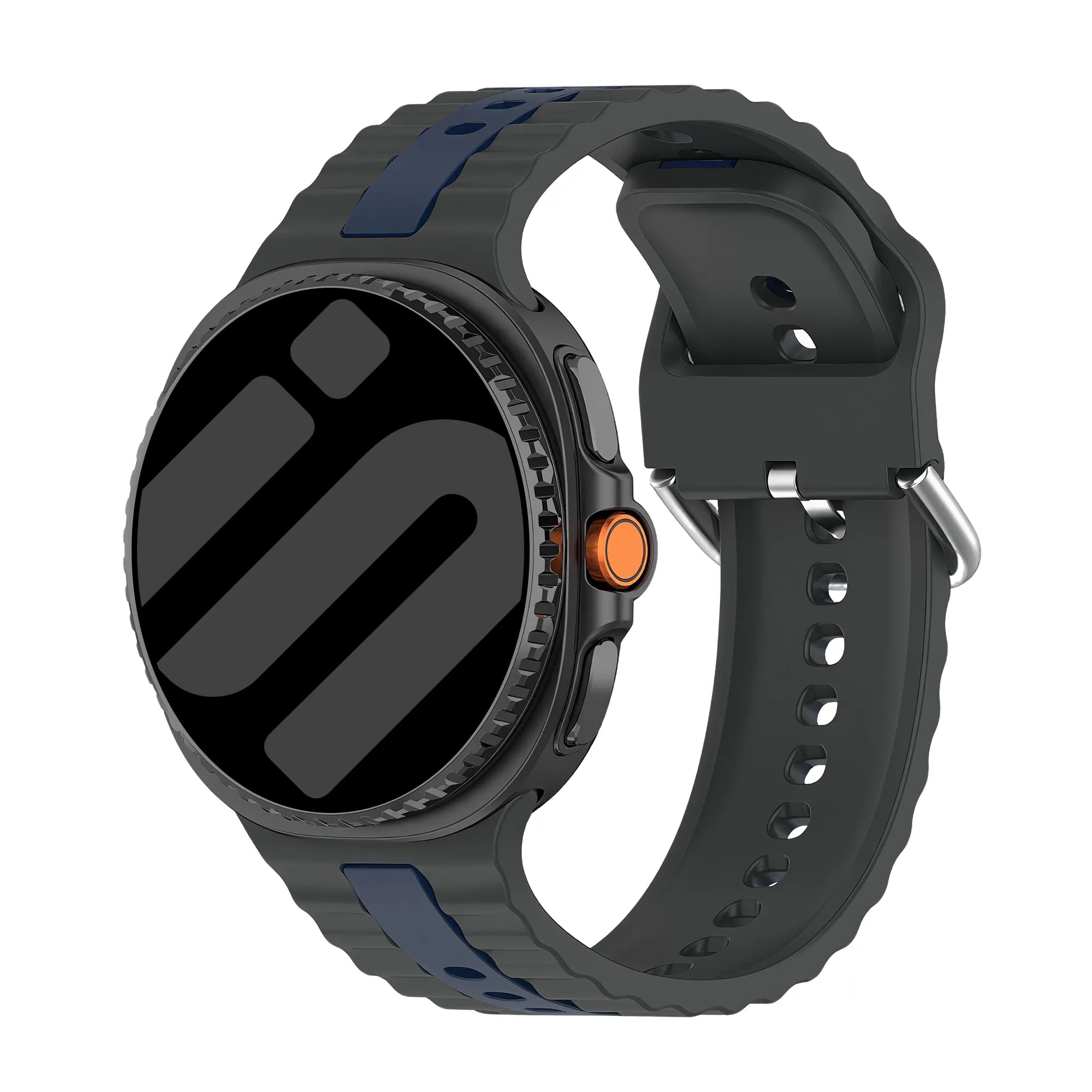 Samsung Galaxy Watch 8 - 44mm Duo Sportarmband (Dark Grey/Blau)