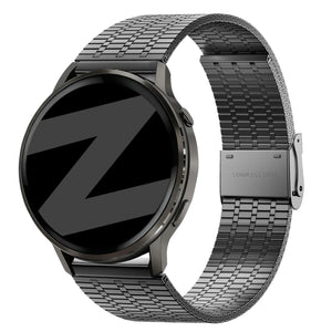 Adjustable Steel Strap, black, on a watch, 3/4 front view