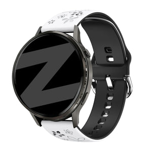 Bandz Bracelet silicone 'Fleurs' Garmin Forerunner 265s (blanc/noir)