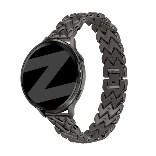 Bandz Bracelet metal 'V-Type' Garmin Forerunner 265s (noir)