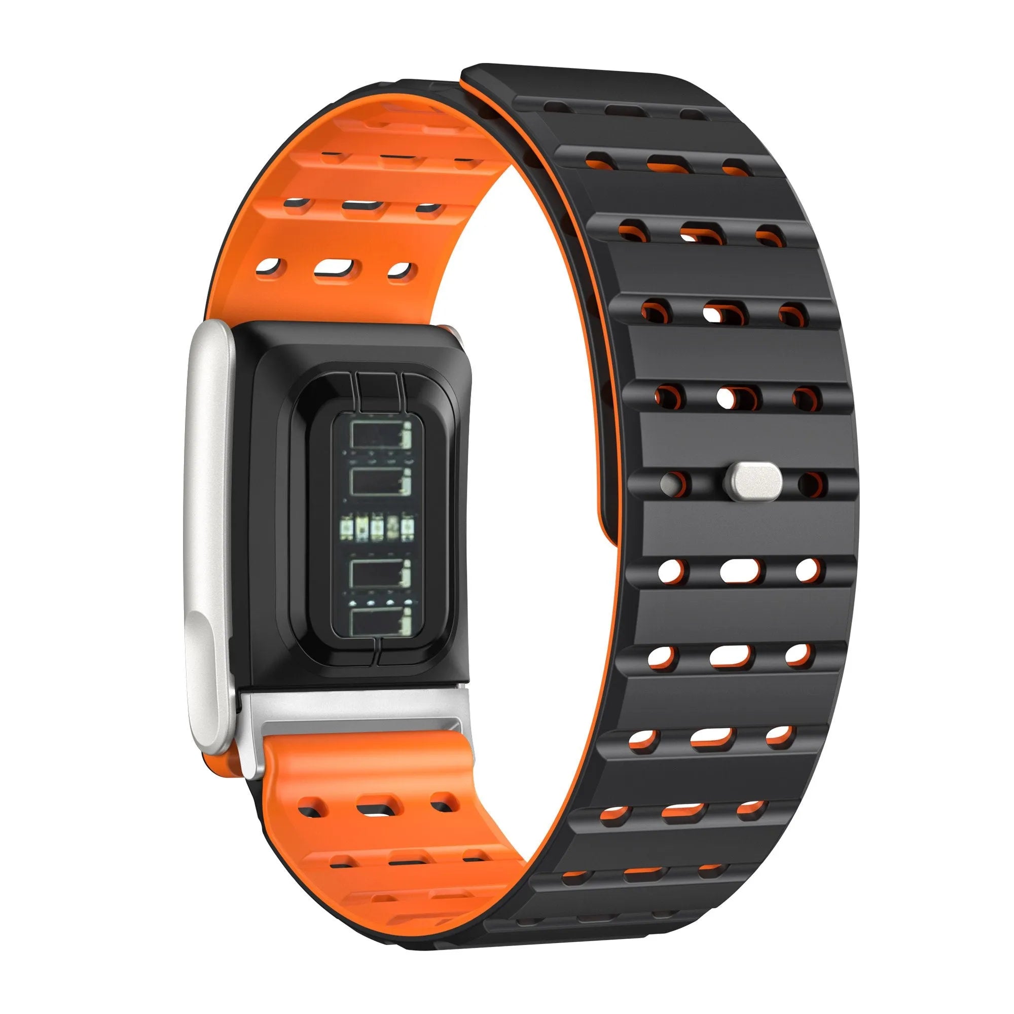 Bracelet silicone magnétique compatible avec Whoop MG (noir/orange)