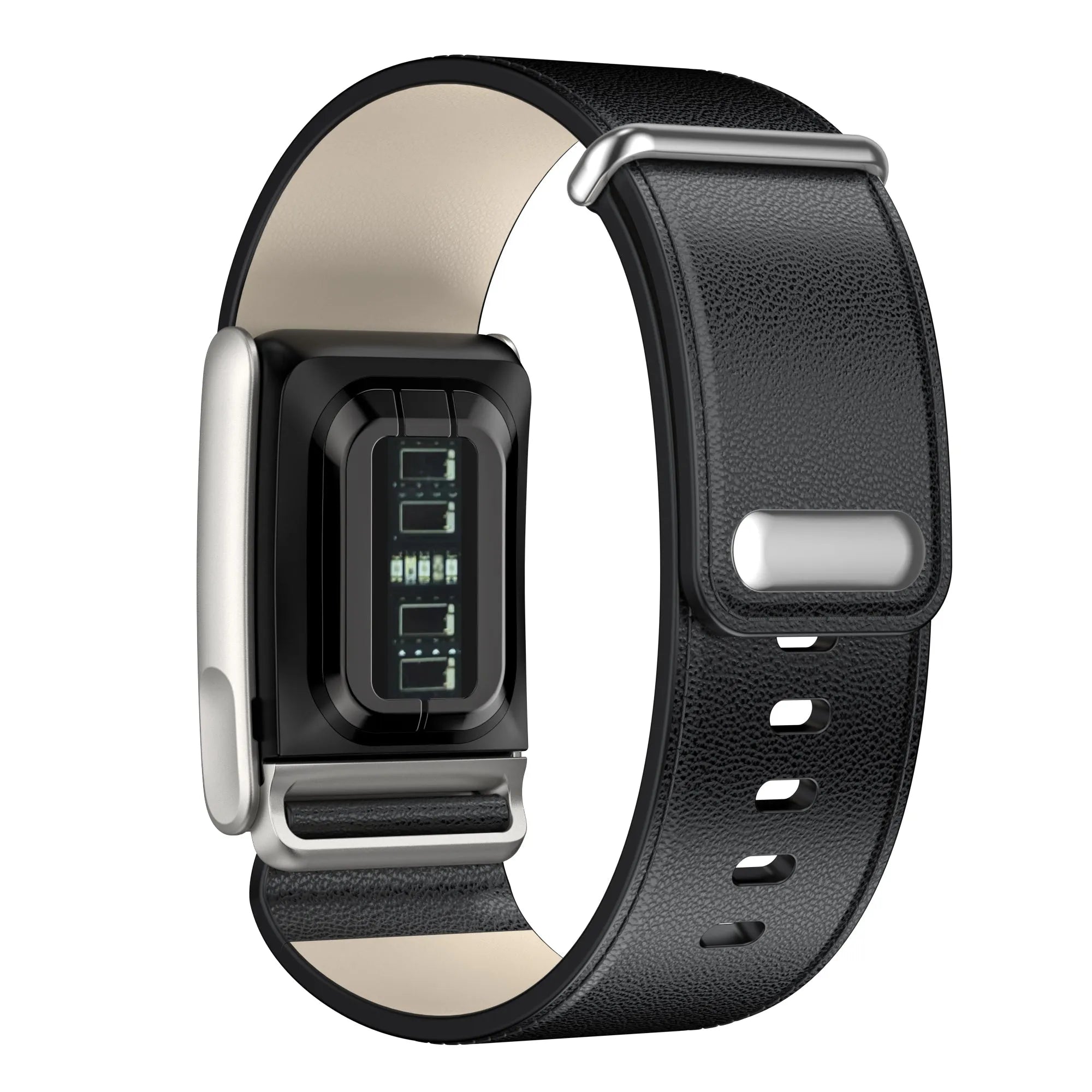 Bracelet cuir compatible avec Whoop MG (noir)