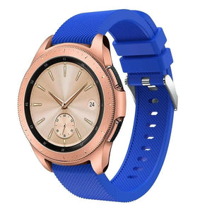 Twill Silicone Strap, blue, on a watch, 3/4 front view